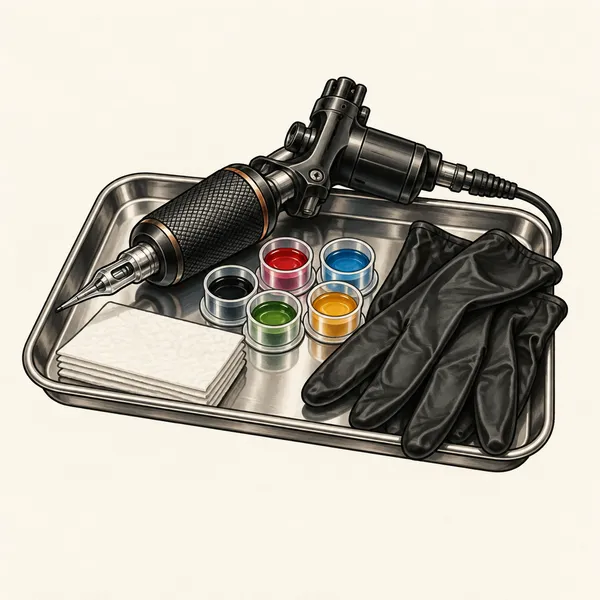 AI-illustrerat exempel för Maskintatuering: Tatuering med maskin.