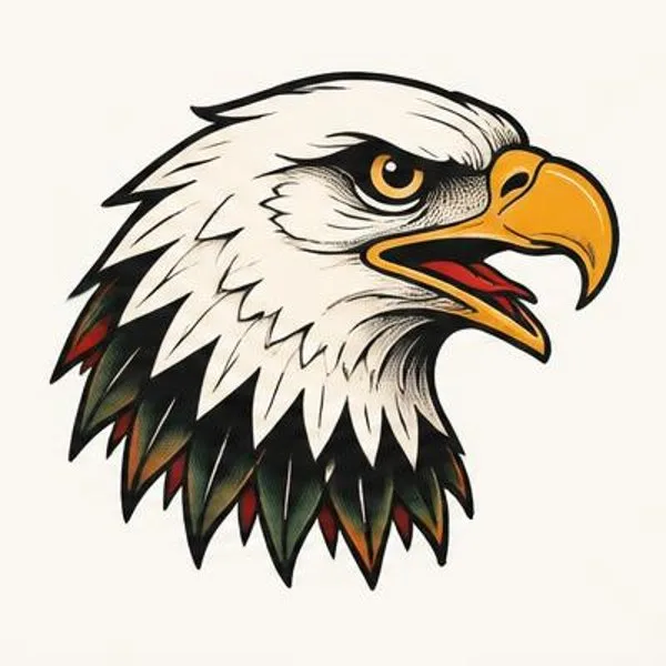 AI-illustrerat exempel för American Traditional: Kraftiga konturer och klassiska motiv i tydliga färgfält.
